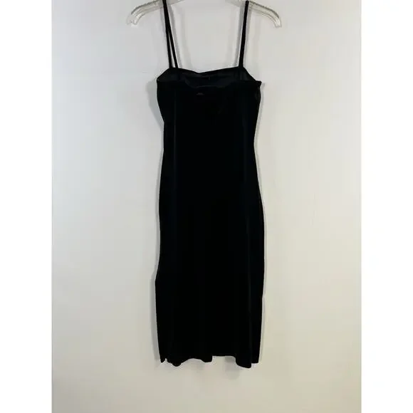 VTG Y2K Rampage Black Velour Velvet Floral Slip Dress Women’s M Fairy Grange - Picture 11 of 13